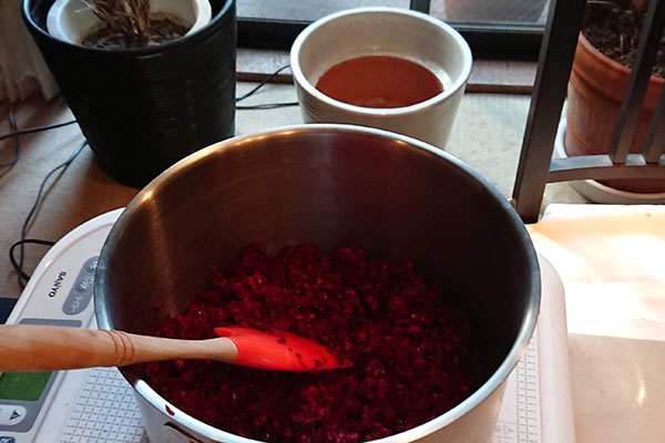 ハイビスカスジャムづくり